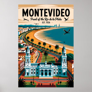Arte de Poster de Viagem Retro de Montevidéu Urugu