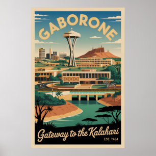 Arte de Poster de Viagem Retro Gaborone Botsuana