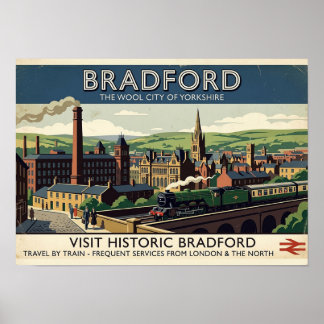 Arte de Poster de Viagem Retro Vintage Bradford Yo