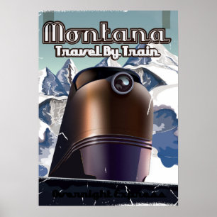Arte de pôster de viagem vintage de trem de Montan