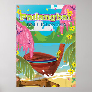 Arte de poster de viagens de desenhos de Padangbai