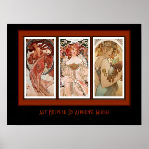 Arte de Poster Vintage Alfons Mucha Painel Art Nou