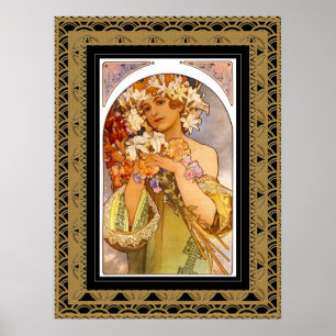 Arte de Poster Vintage Alphonse Mucha Com Moldura