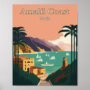 Arte de Poster vintage Minimalista da Costa Amalfi