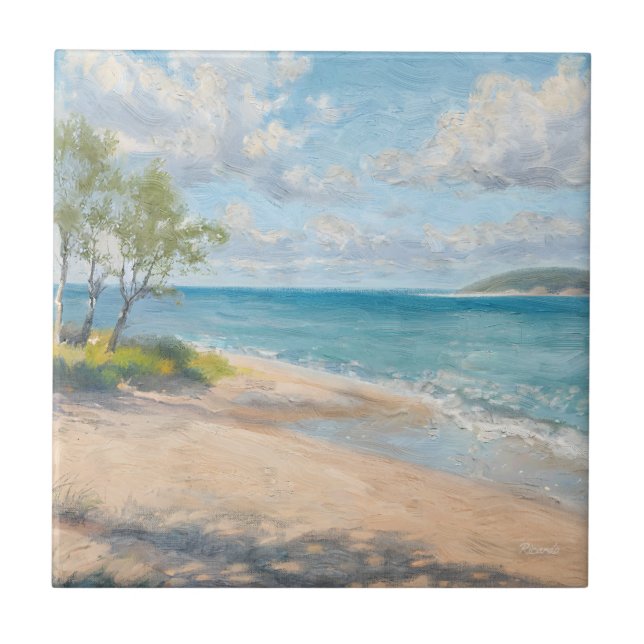 Arte de Praia Impressionista Serena Manhã Costeira (Frente)
