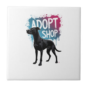 Arte de Resgate de Cães Grafite Adote Não Compre V