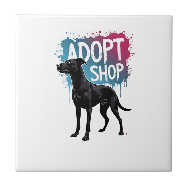 Arte de Resgate de Cães Grafite Adote Não Compre V (Frente)
