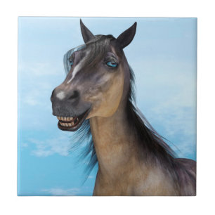Arte de retrato de cavalo com sorriso engraçado