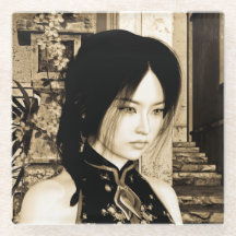 Arte de Retrato de Mulher Asiática Vintage