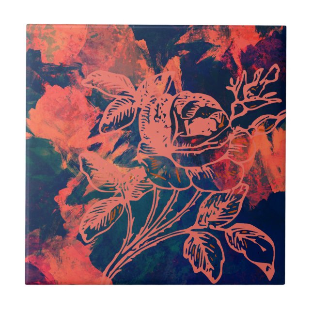 Arte de Rosa Vermelha Abstrata (Frente)