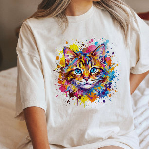 Arte de Rosto de Gato em Aquarela Vibrante com Sal