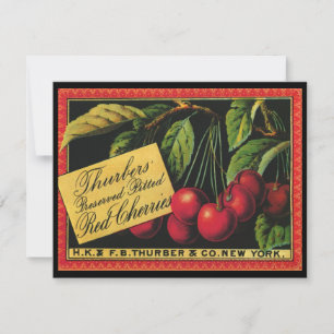 Arte de rótulo de caixa de frutas vintage, cerejas