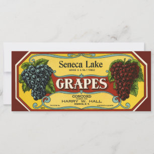 Arte de rótulo de caixa de frutas vintage, uvas do