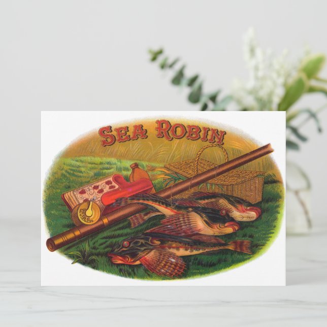 Arte de rótulo de charuto de equipamento de pesca  (Em pé/Frente)