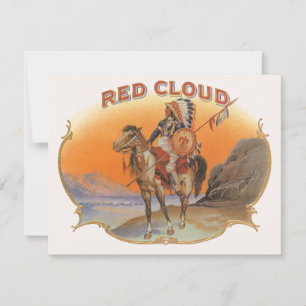 Arte de rótulo de charuto vintage, índio Red Cloud