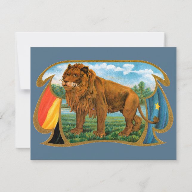 Arte de rótulo de charuto vintage, Leão, Rei da Se (Frente)