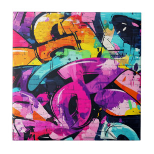 Arte de Rua Ousada com Preto Roxo e Amarelo