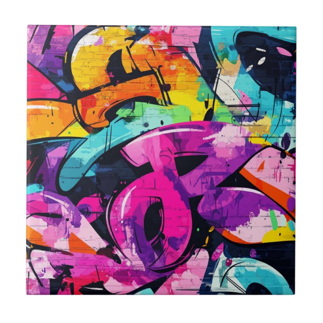 Arte de Rua Ousada com Preto Roxo e Amarelo (Frente)