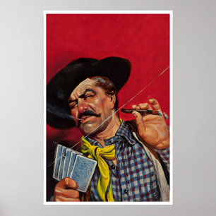 Arte de Sala de Poker Western Cowboy Impressão Bar