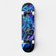 Arte de skate de rua Monstro Relâmpago Azul Elétri