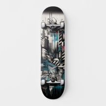 Arte de skate retrô-futurista de tecnologia 2