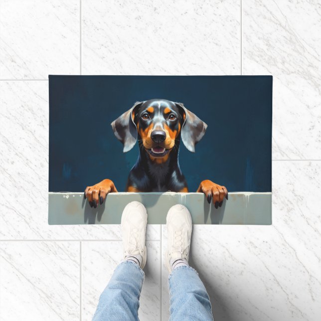 Arte de Tapete de Porta Bluetick Coonhound (Interior)