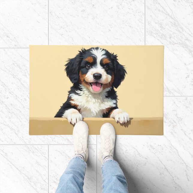 Arte de Tapete de Porta de Cachorro Bernedoodle (Interior)