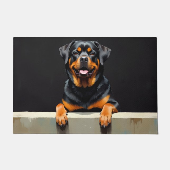 Arte de Tapete de Porta de Cachorro Rottweiler (Frente)