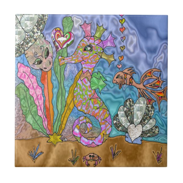 Arte de Tartaruga Marinha Cavalo-Marinho Psicodéli (Frente)