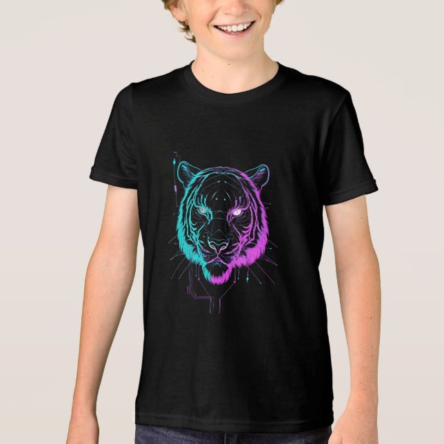Arte de tigre digital néon (Frente)