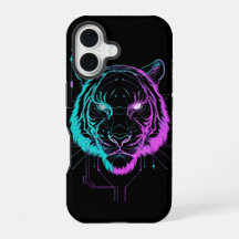 Arte de tigre digital néon