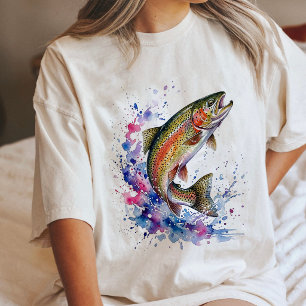 Arte de Truta Arco-Íris Saltitante em Aquarela
