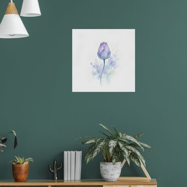Arte de Tulipa em Aquarela Roxa | Impressão Botâni (Sala de Estar 1)