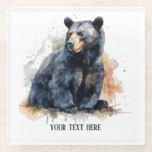 Arte de Urso Negro em Aquarela na Floresta, person