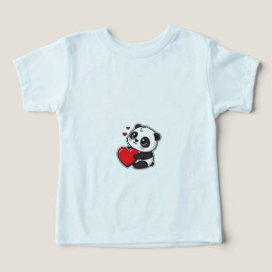 Arte de Urso Panda Kawaii Feliz e Fofo com Coração