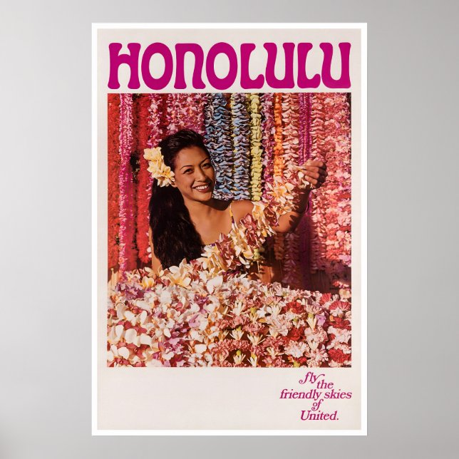 Arte de Viagem do Havaí Honolulu Impressão de Post (Frente)