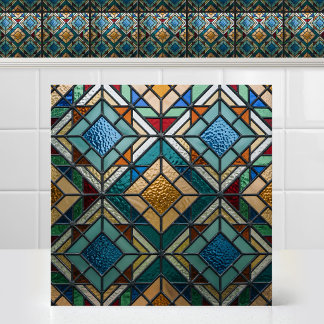 Arte de Vidro Colorido Abstrato Matriz Diamante