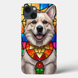 Arte de Vidro Colorido com Retrato de Cachorro