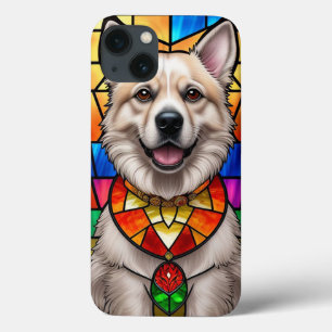 Arte de Vidro Colorido com Retrato de Cachorro