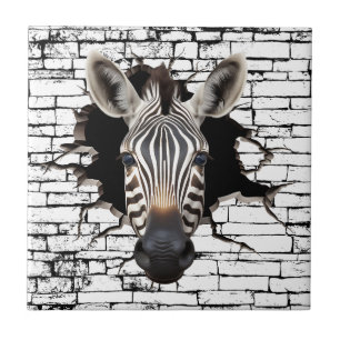 Arte de Zebra 3D na Parede – Safari Realista