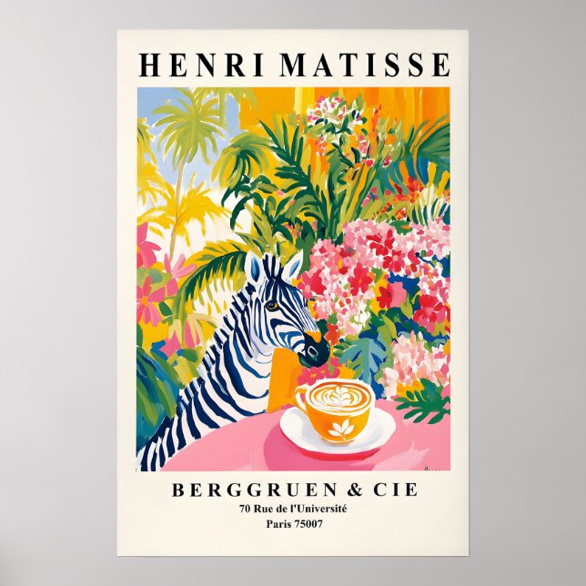 Arte de Zebra, Poster de Café, Impressão de Matiss (Frente)