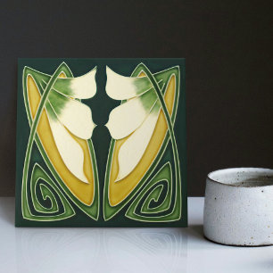 Arte Deco Amarelo Lírio Floral Decoração de Parede