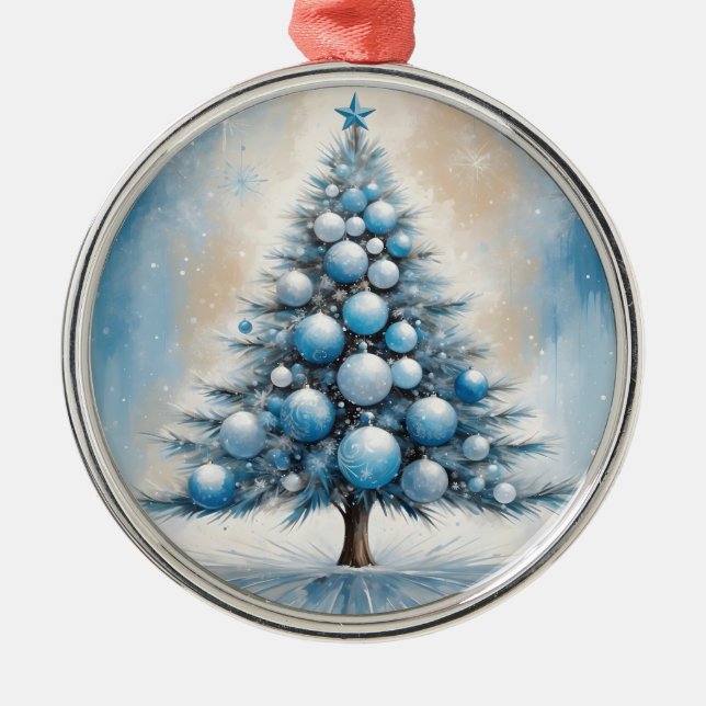 Arte Deco Árvore de Natal Azul Ornamentos Luxuosos (Frente)