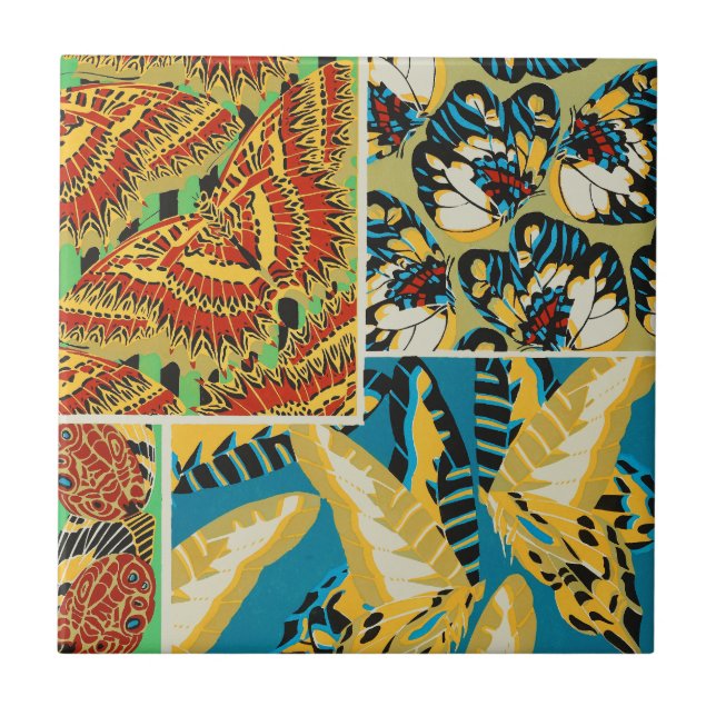 Arte Deco de Borboleta Vibrante Amarelo e Azul Tur (Frente)