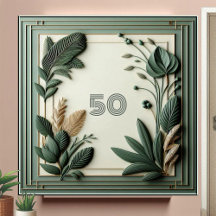 Arte Deco de Folhas Botânicas de Sage Verde Tendên