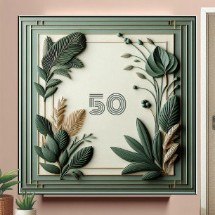 Arte Deco de Folhas Botânicas de Sage Verde Tendên