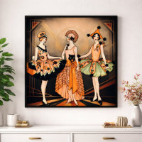 Arte Deco de Halloween Vintage Poster de Flapper |