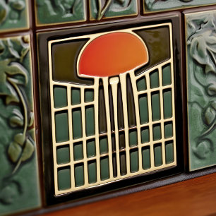 Arte Deco de Jellyfish Abstrata de Meados do Sécul