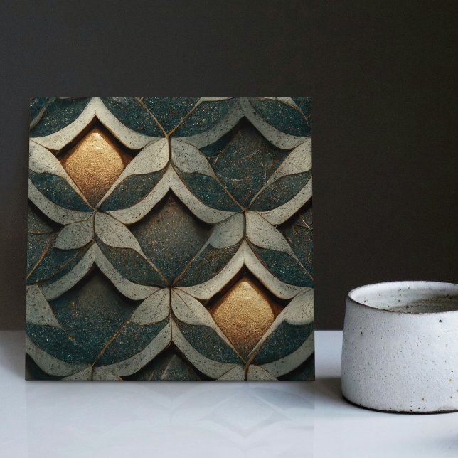 Arte Deco Dice Padrão Dois Arte Azul Nouveau (Criador carregado)