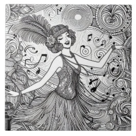 Arte Deco dos Anos 20 Retro Glam Preto e Branco
